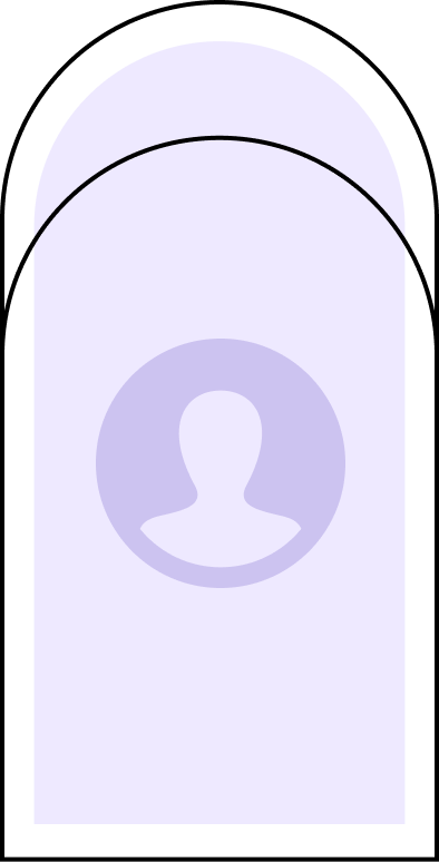 Image de remplacement, silhouette générique d'un profil humain, arrière-plan violet clair, photo temporaire ou non disponible, espace réservé pour un portrait ou une image en attente, présentation neutre et sobre.